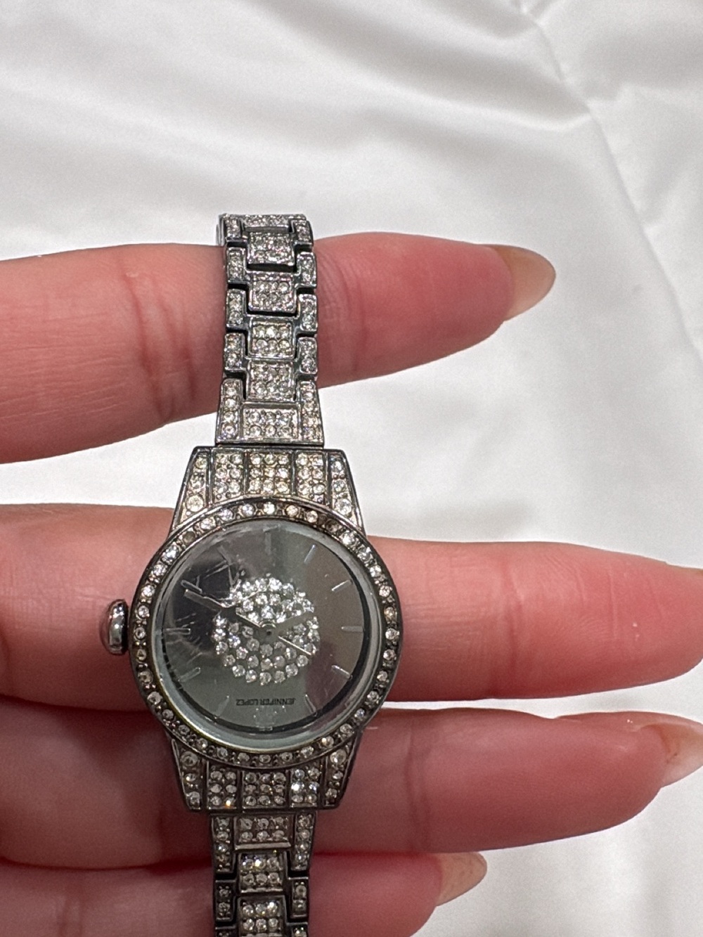 Jennifer Lopez Silver-Tone Crystal Bracelet Watch